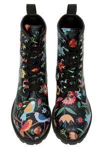 LONG BOOTS <br> Flowers and Birds Black